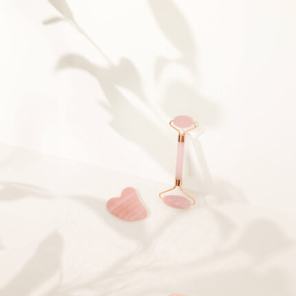 Zestaw do masażu twarzy - kwarc różowy